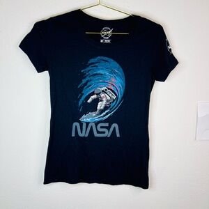 NASA Official Gear Black Short Sleeve Astronaut Space Rider Shirt Size Medium